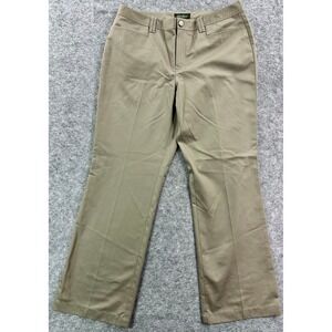 Eddie Bauer Women's Khaki/Beige Flat Front Straight Leg Pants sz 14 (15674)